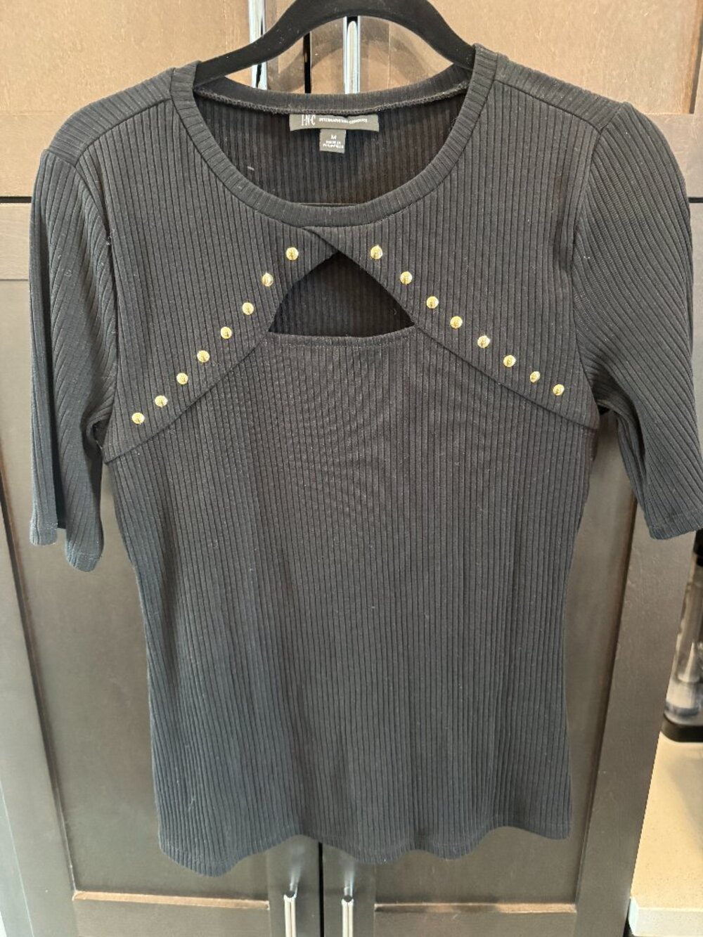 INC Black short sleeve top